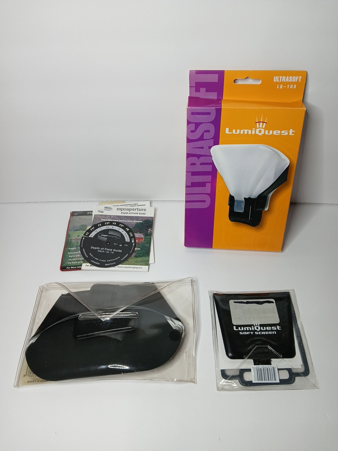 LumiQuest Soft Screen, Ultrasoft, Pocket Bouncer And Depth Of Field Guide Lot