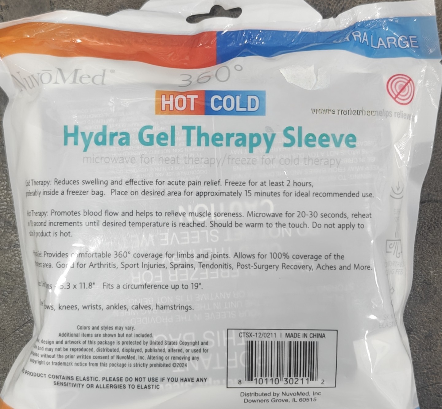 Reusable Hot/Cold Hydra Gel Compression Therapy Sleeve - extra Large