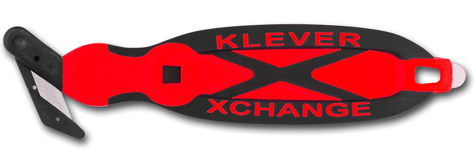 Klever Xchange Red Utility Knife with Recessed Blade for Safe Cutting