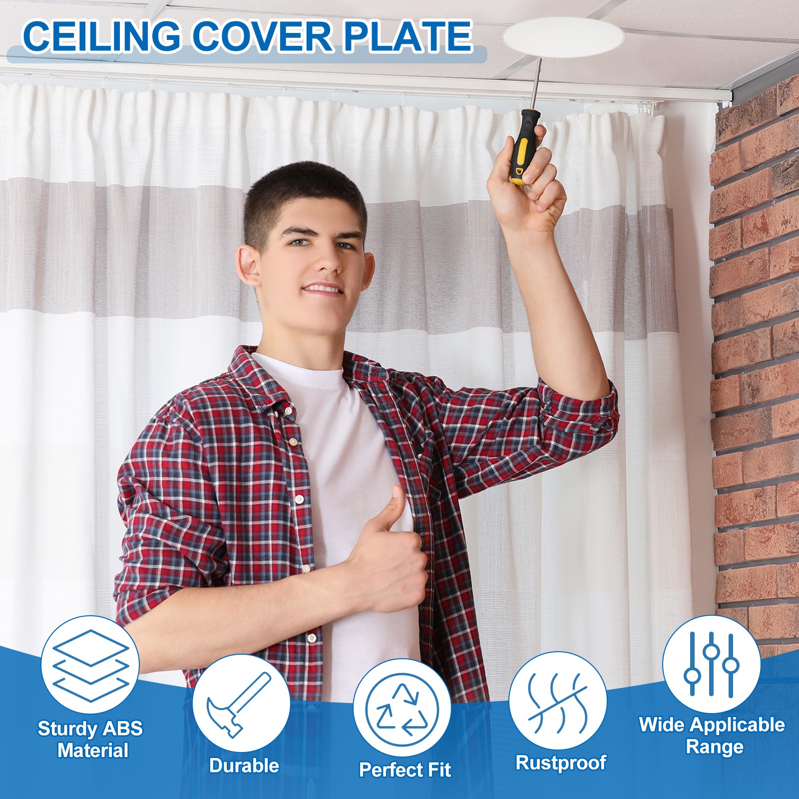 2Pack 9" Spring Ceiling Cover Plate Suitable for 7-8.7 " Round Hole, White