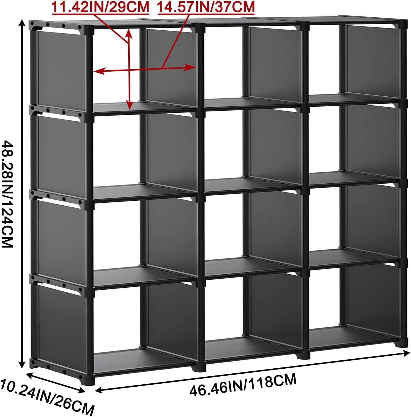 12 Cube Storage Organizer Book Shelves, DIY Open Stackable Bookshelf, Extra Larg