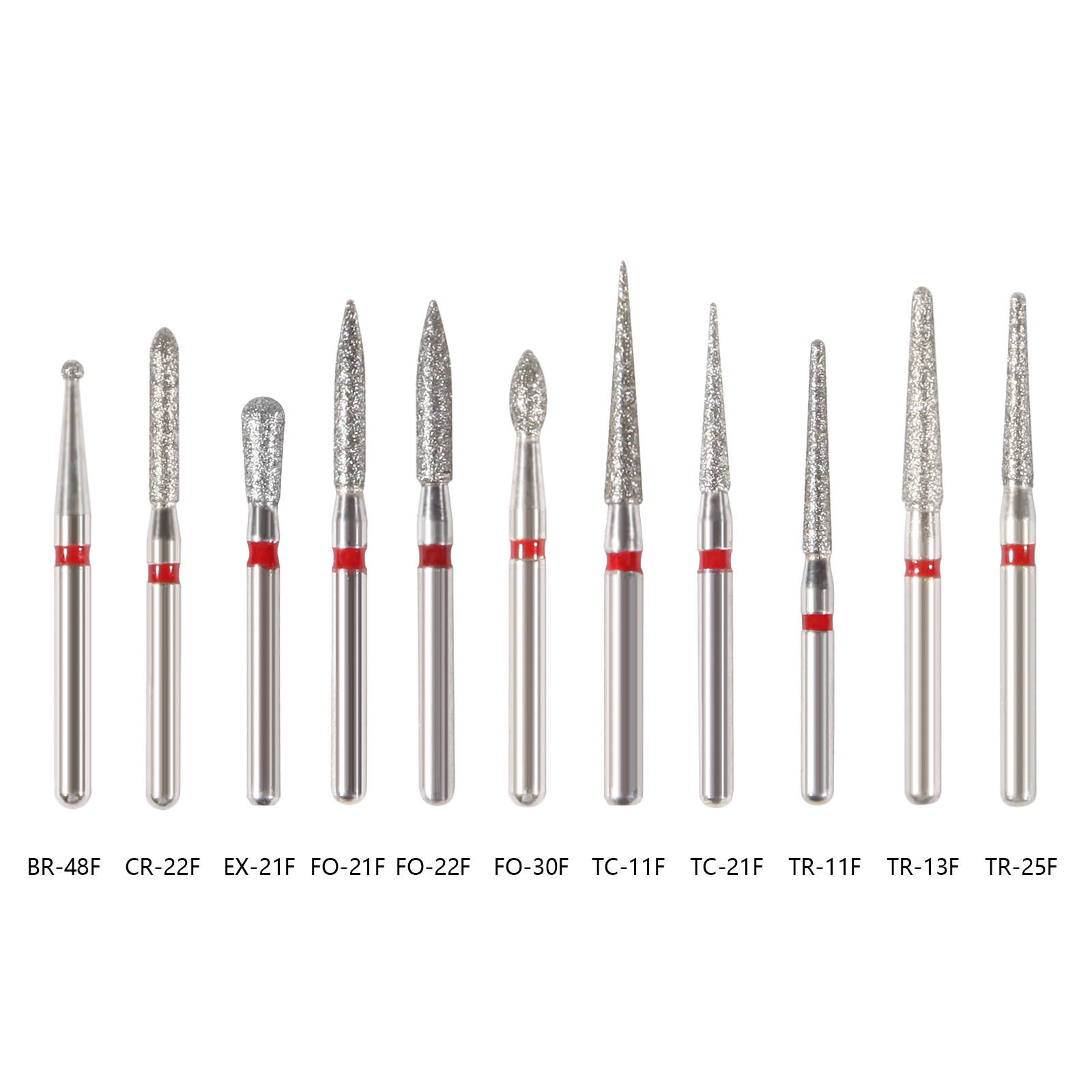 100PCS Dental Diamond FG Burs Drill Fit for High Speed Handpiece 1.6mm 100 TYPES