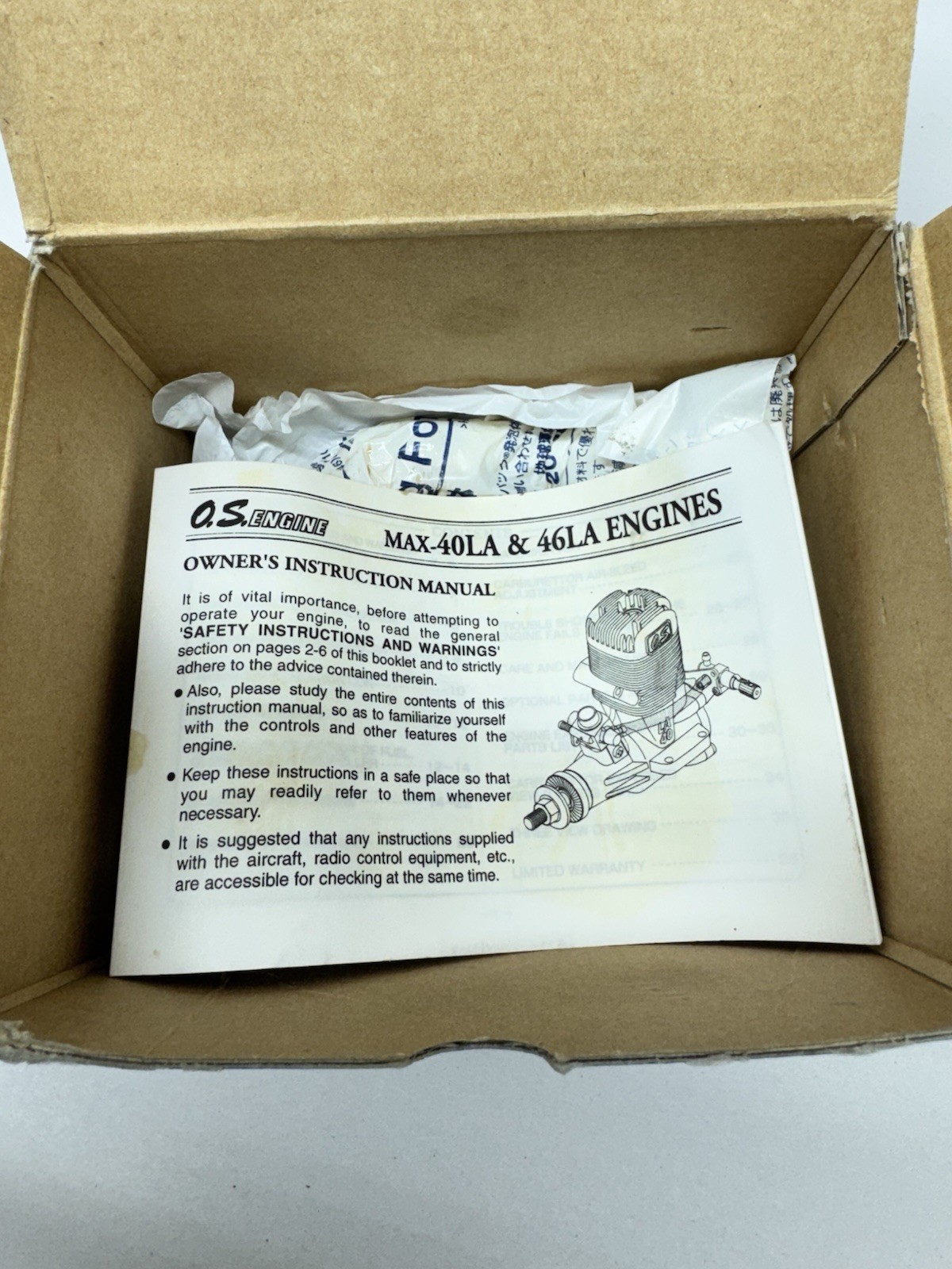 OS MAX 40 LA 13381 Silver RC Airplane Glow Engine BOX ONLY