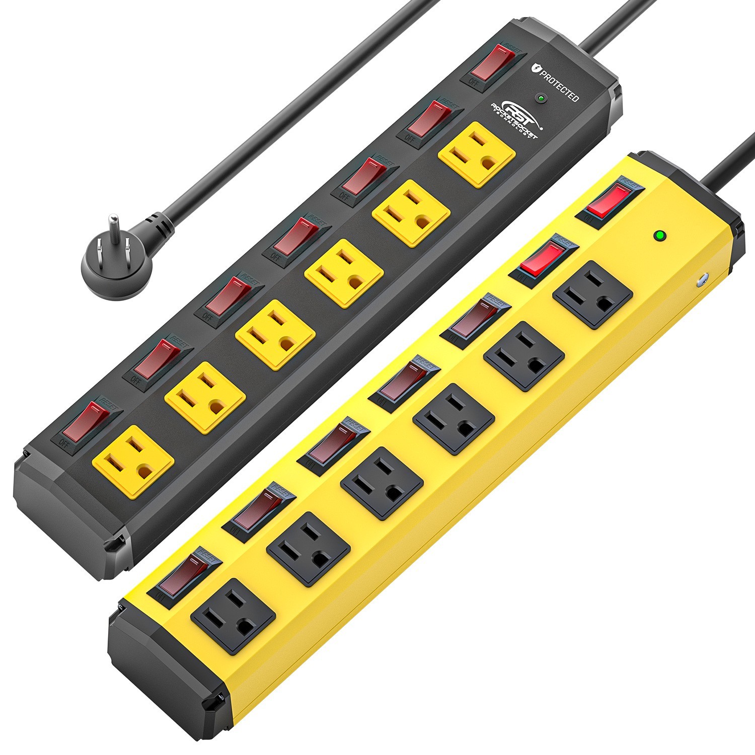 6 outlets  Individual Switches Power Strip,1200J Surge Protector/1875W/15A Cord