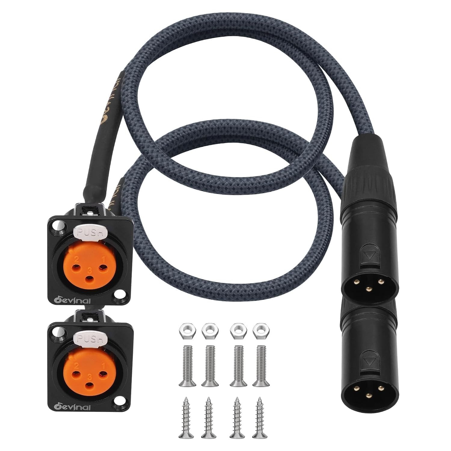 XLR Pass through Cable XLR Female Panel Mount to Male Connector Adapter Mic Feed
