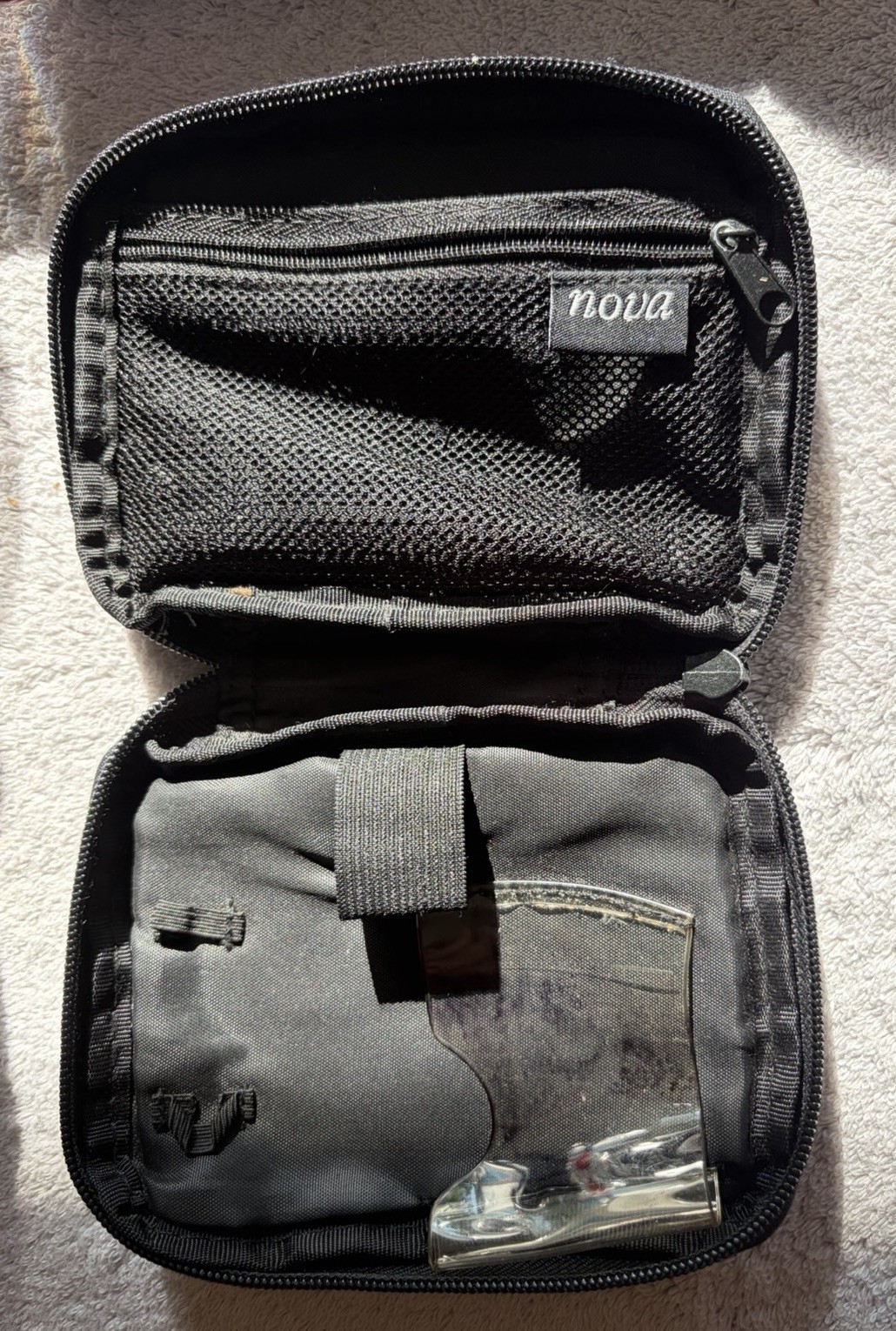 Diabetic Travel Case Black Nylon Easy To Clean W/ Belt Strap, Zipper Closure