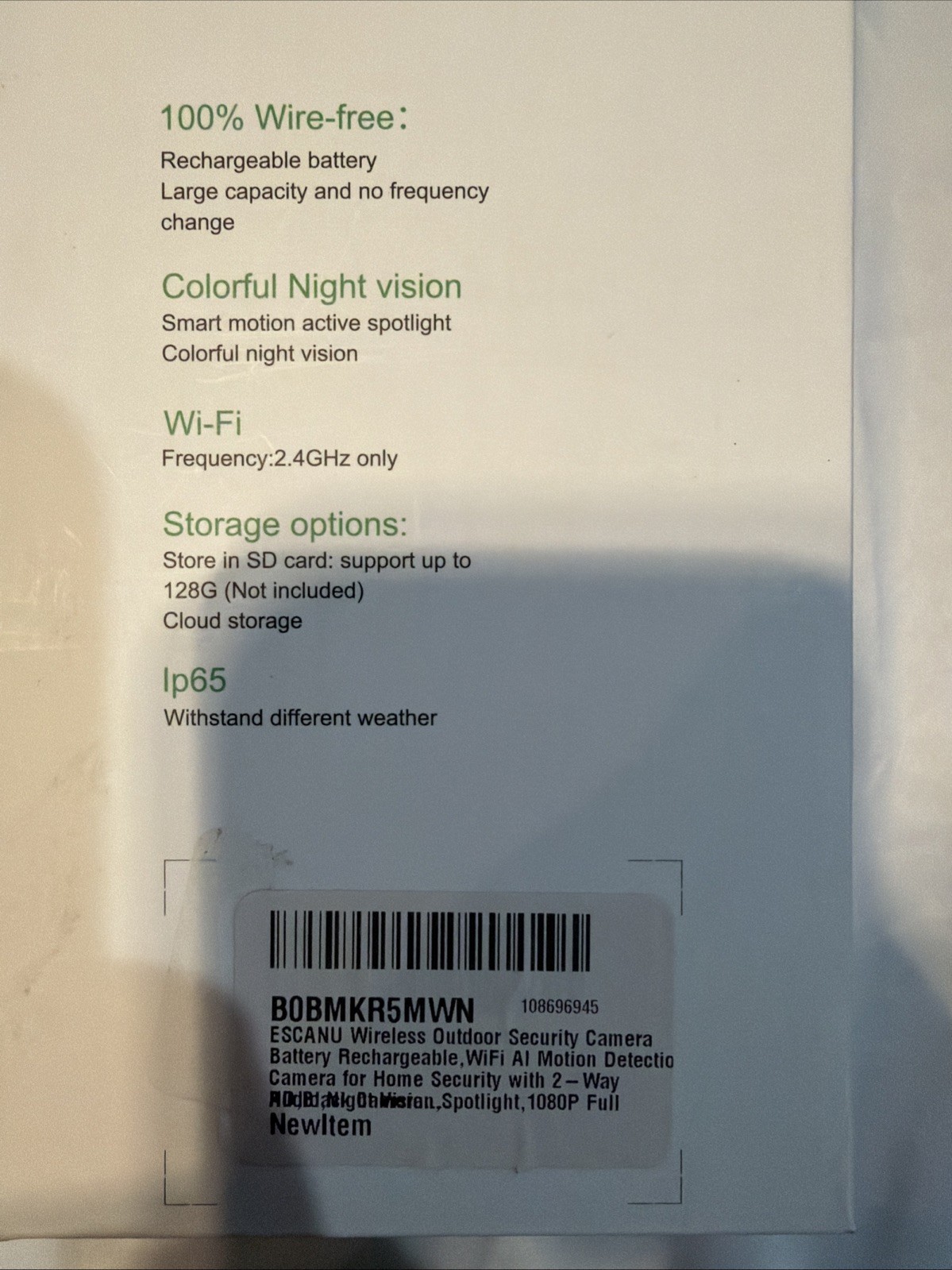 Escanu Motion Sensor Wireless Camera