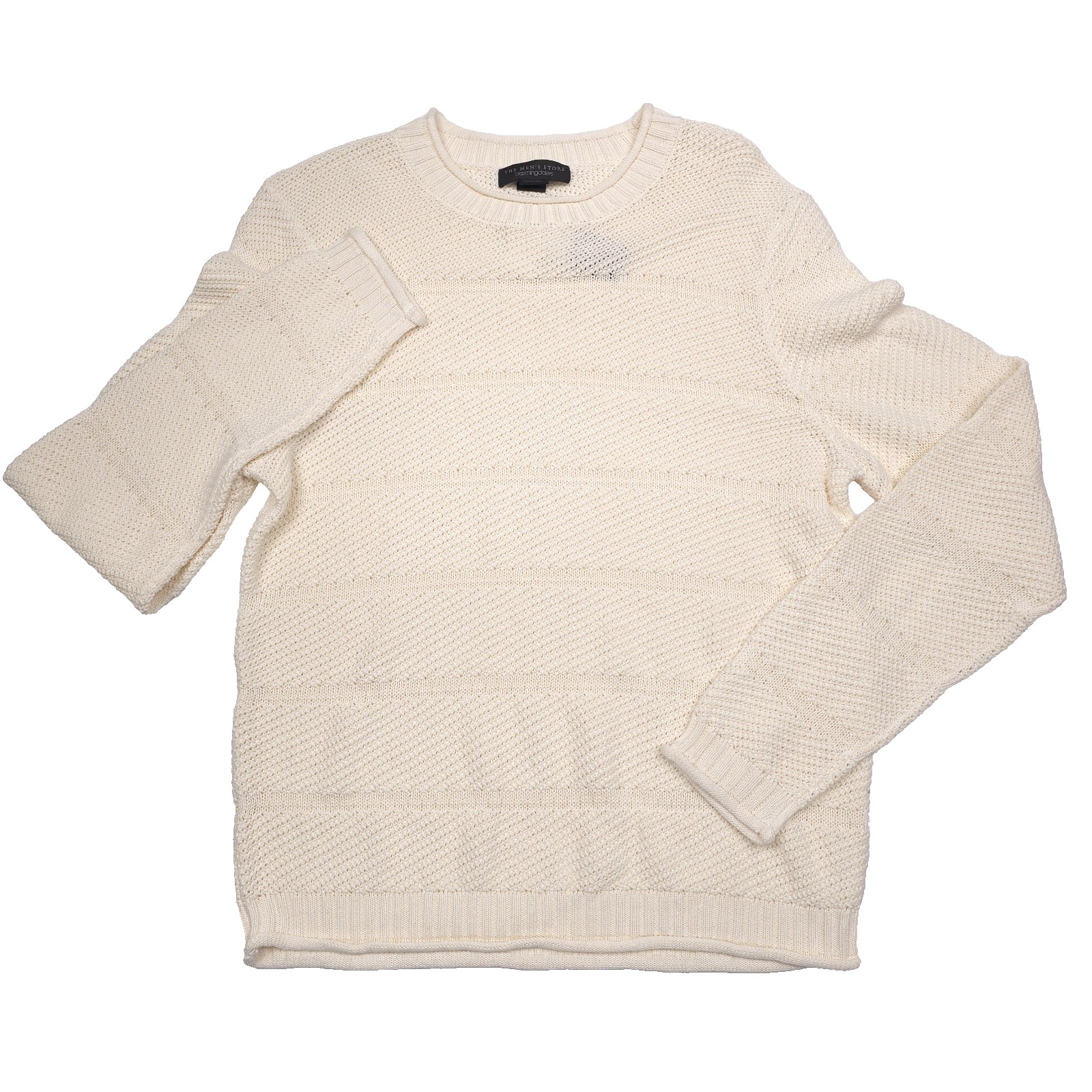 Bloomingdales Rolled Neck Sweater Mens Large French Vanilla White Silk Linen