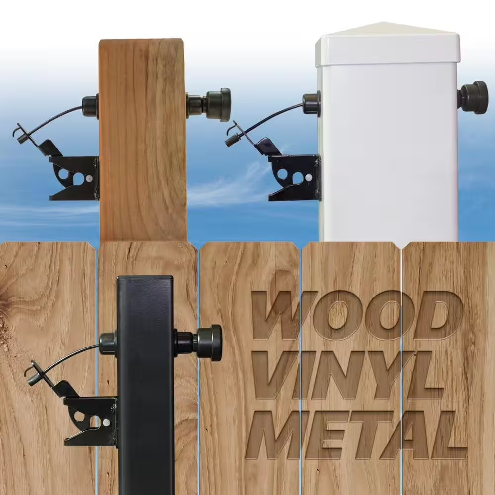 Black All In One Two Sided Gate Latch Dual Side Opening Rust Resistant Durable