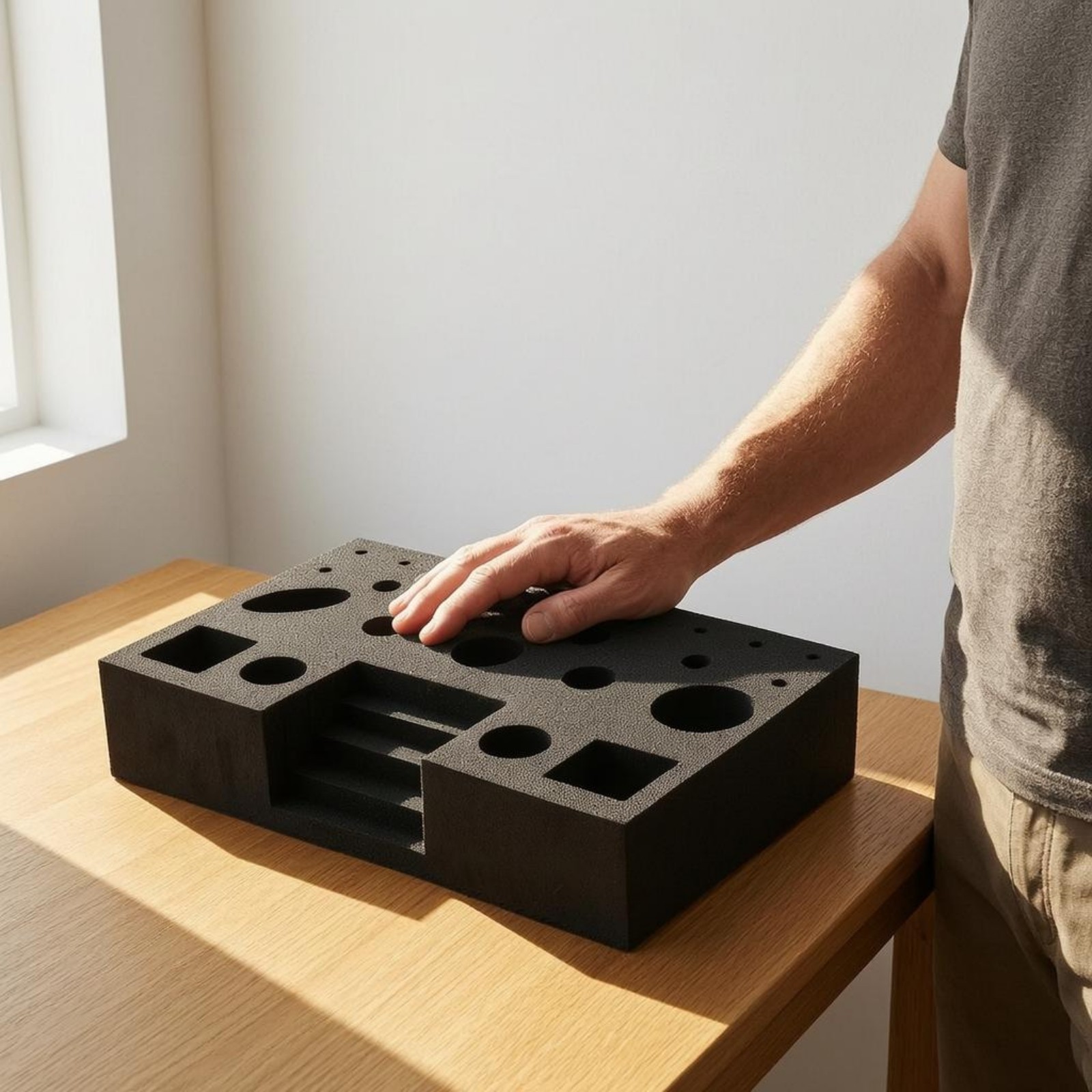 Fly Tying Tool Station Recessed Compartments Craft Storage Black