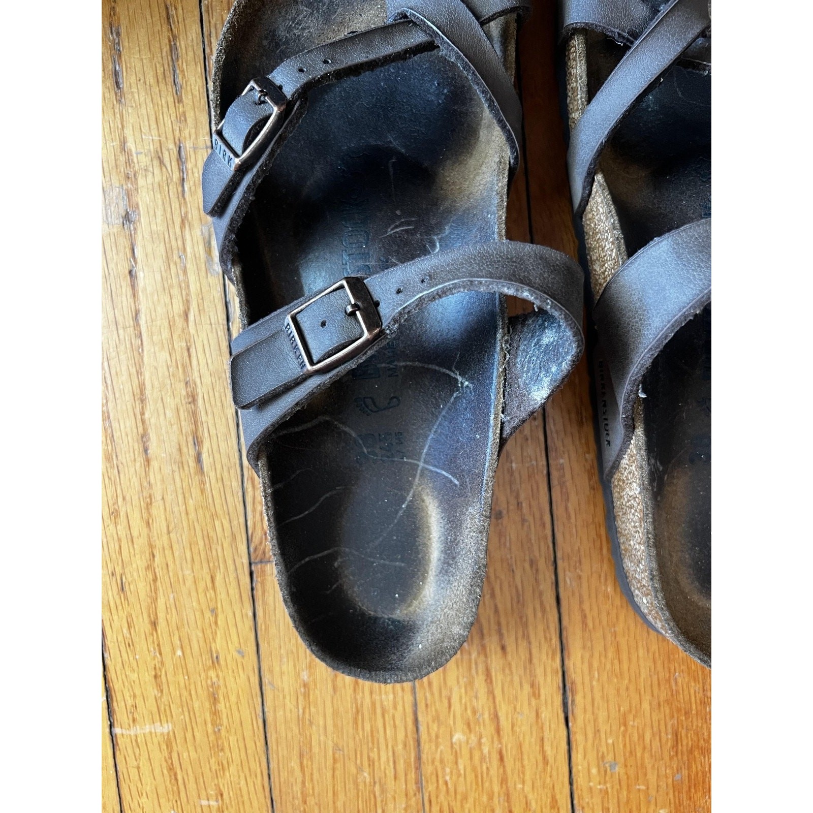 Birkenstock Mayari Shoes Womens Size 7.5 EU 38 Brown Leather Strappy Sandals