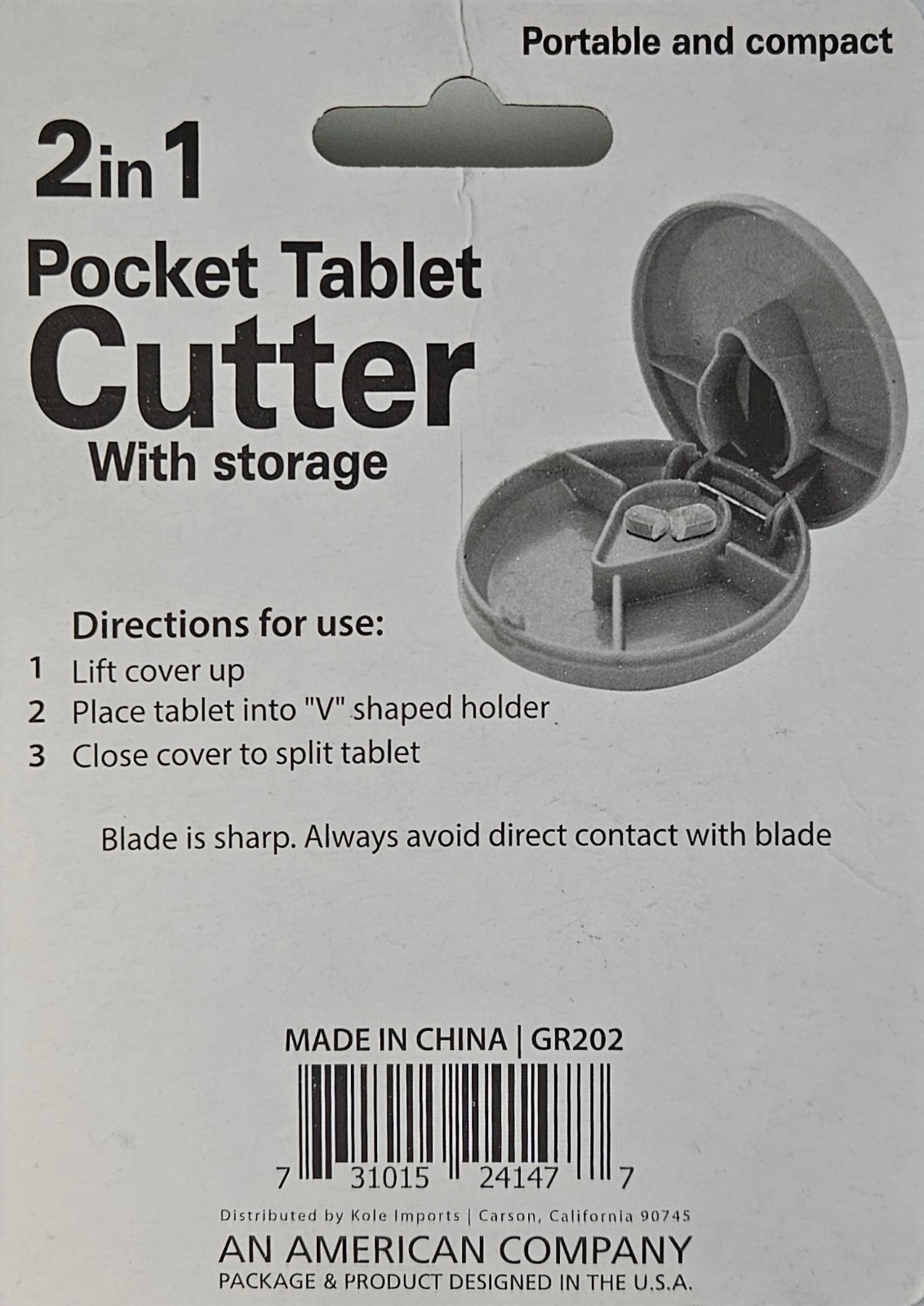 2-in-1 Compact Pill Splitter with Storage