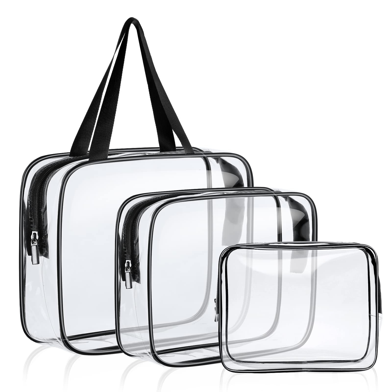 3 Pack PVC Waterproof Toiletries, Crystal Clear PVC Travel Toiletry Bag, TSA ...