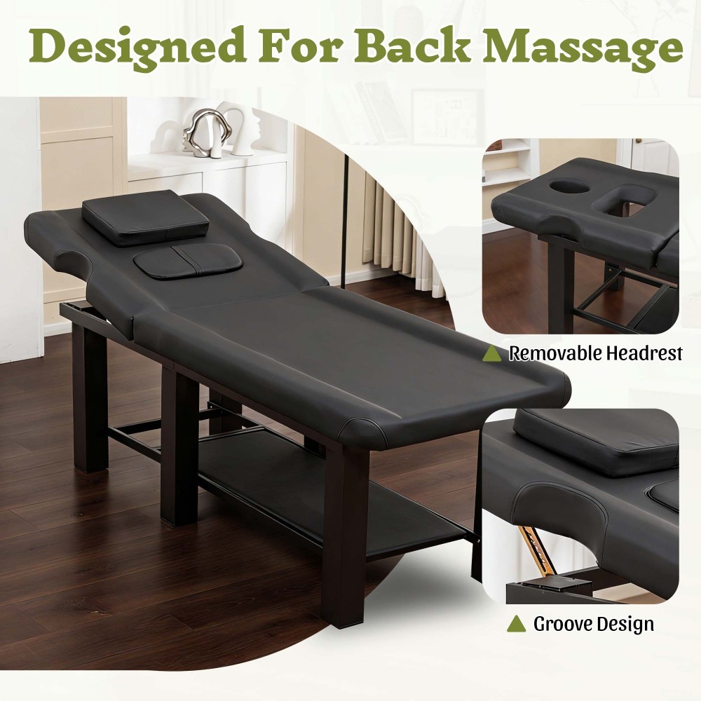 Professional Massage Table Adjustable Backrest Heavy Duty Waterproof PU Leather