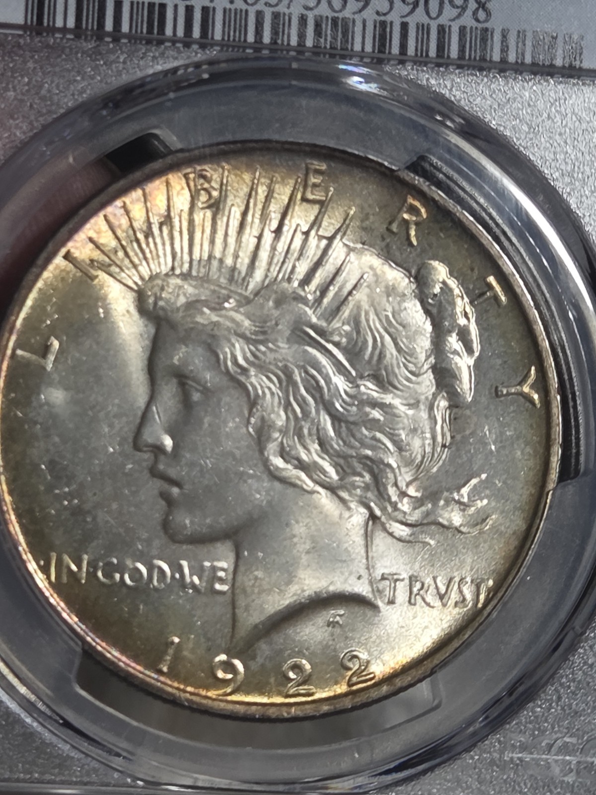 1922 $1 Peace Dollar PCGS MS63 Toned