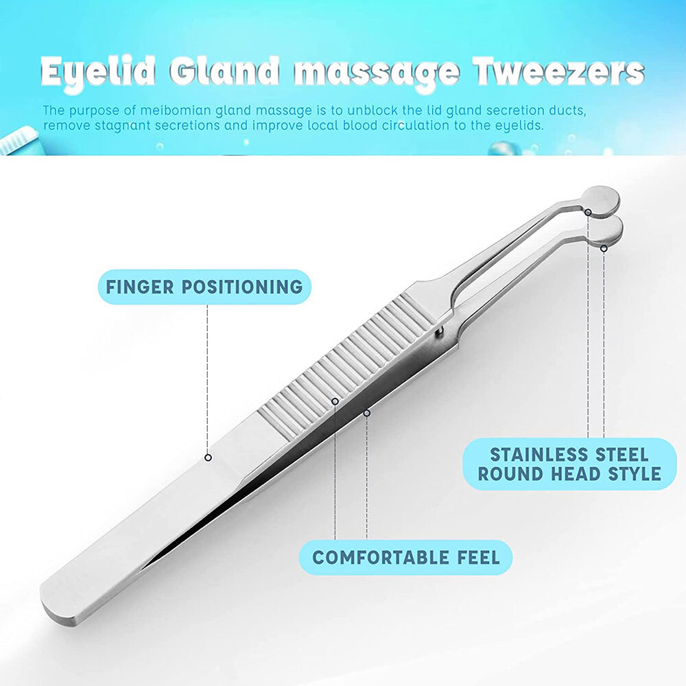 Stainless Steel Meibomian Gland Expressor Forceps Tweezers, Safe USA NEW