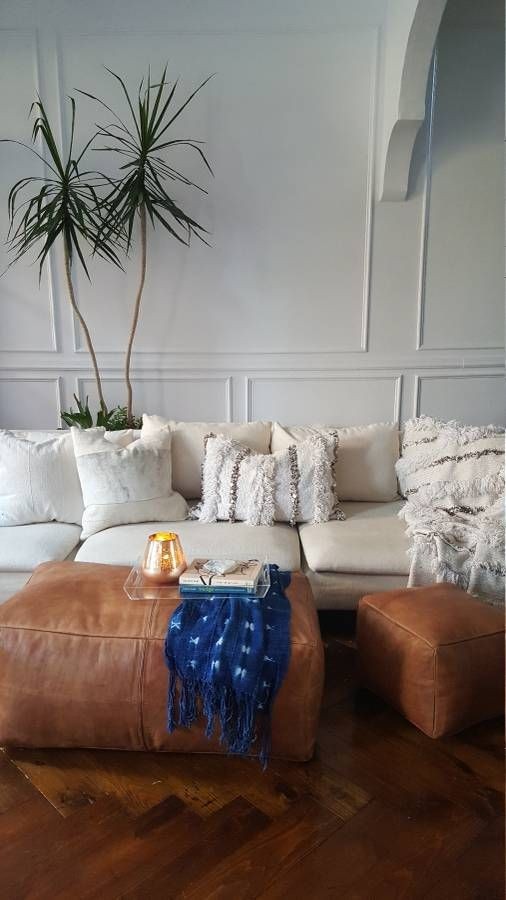 Moroccan Amazing Leather Ottoman New Unstuffed Real Pouffe Genuine Footstool30''