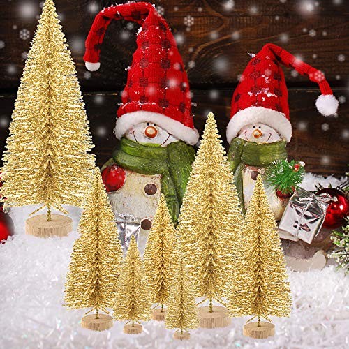 48 Pcs Mini Christmas Trees Bottle Brush Trees Tabletop Model Trees 48Pcs Gold