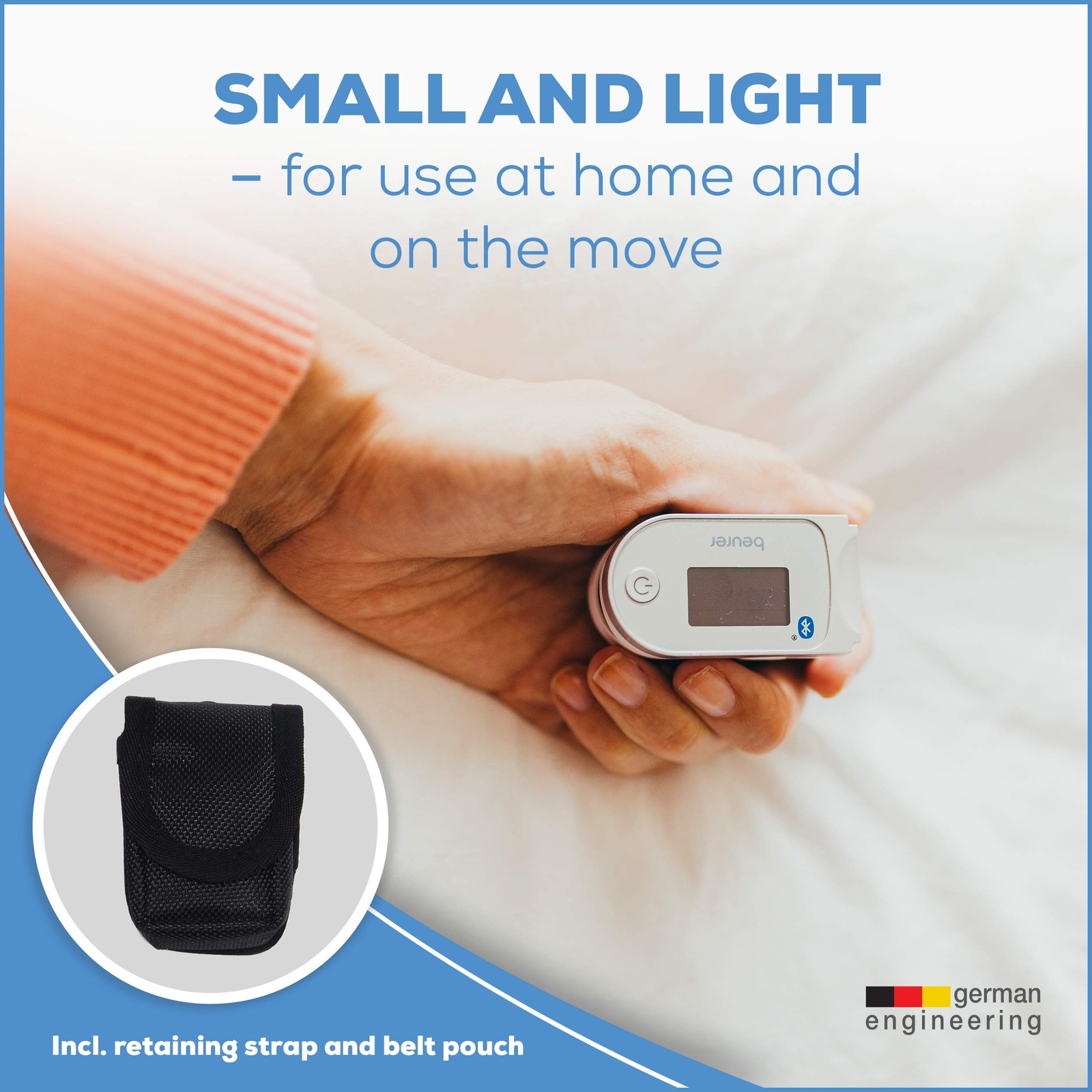 Beurer Bluetooth Digital fingertip Pulse Oximeter, Blood Oxygen Saturation &