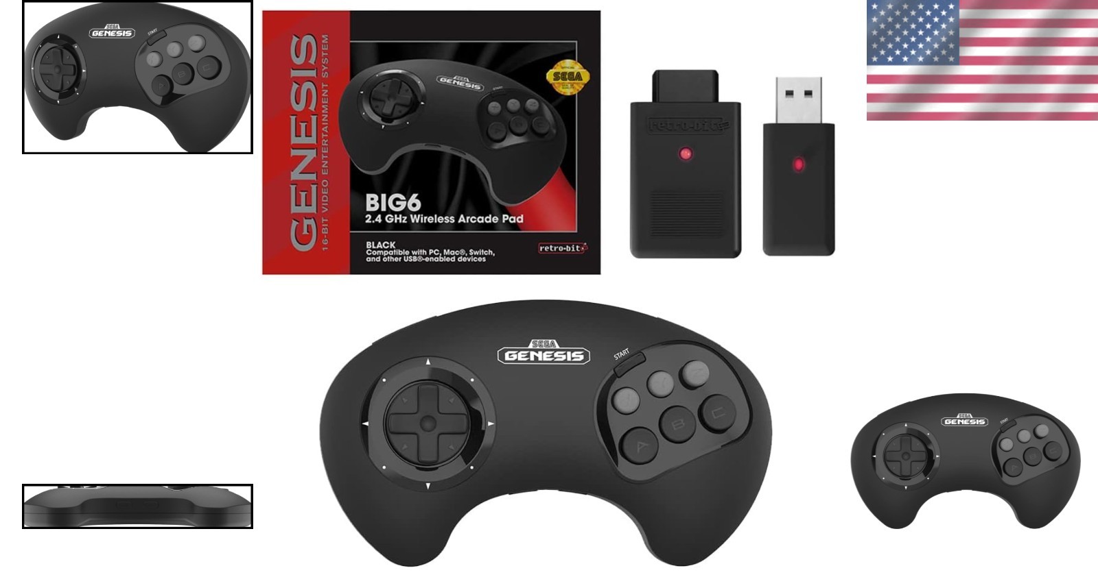 Sega Genesis Wireless Arcade Controller - Black