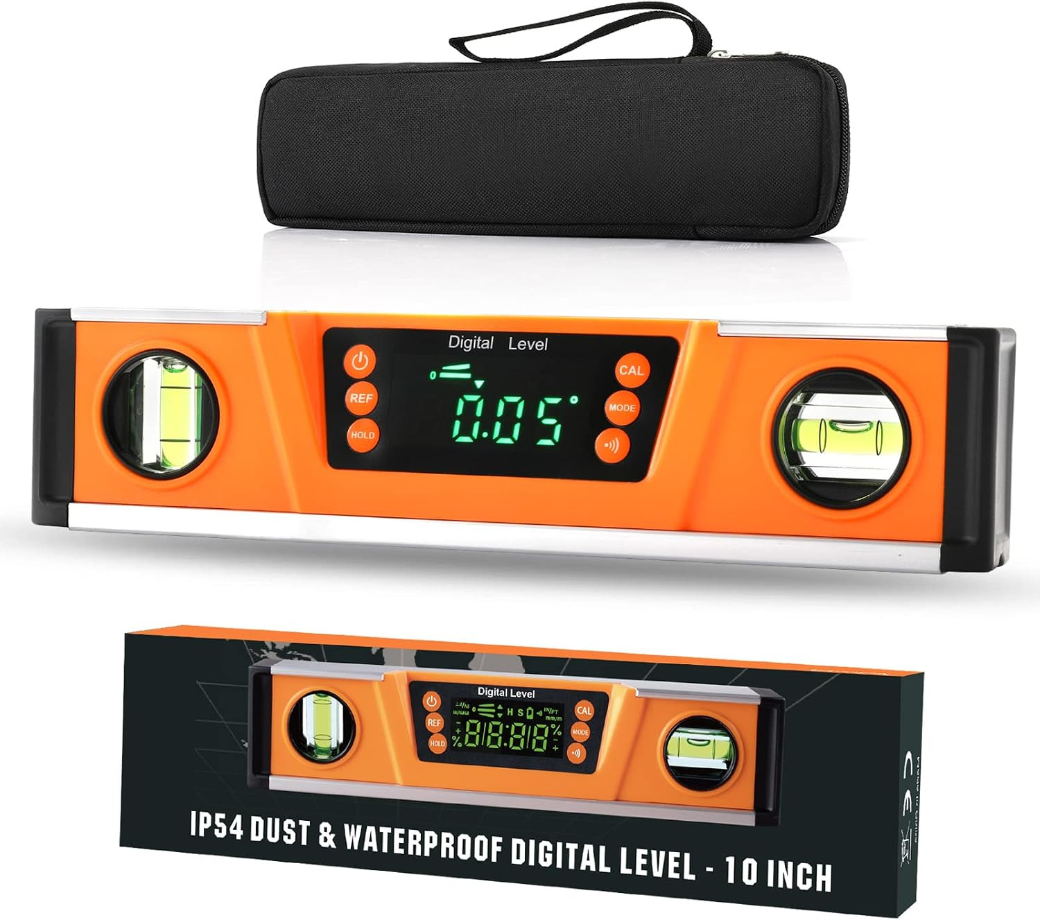 10-Inch Digital Torpedo Level and Protractor | Neodymium Magnets | Bright LED Di