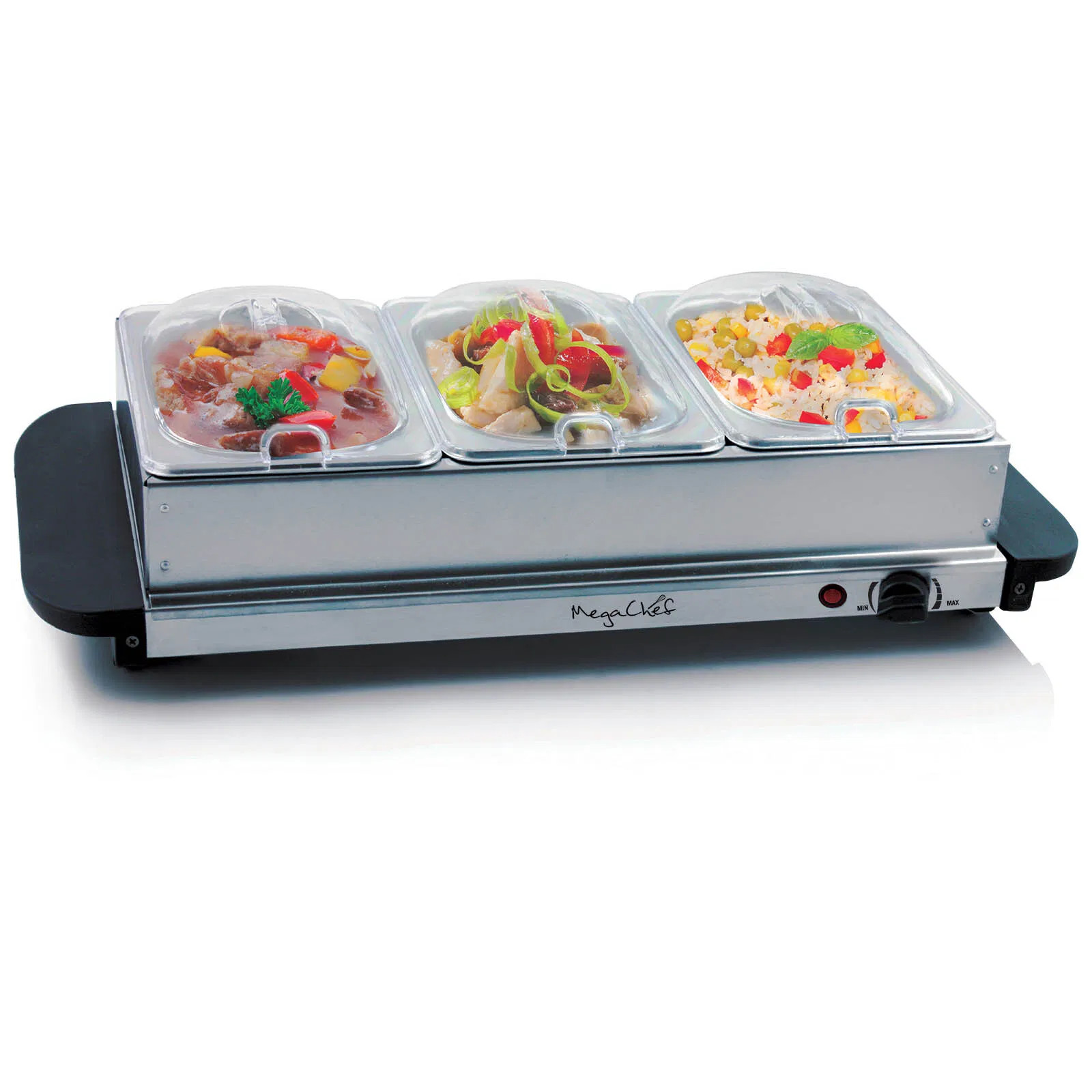 MegaChef Buffet Server & Food Warmer With 3 Removable Sectional Trays , Heat