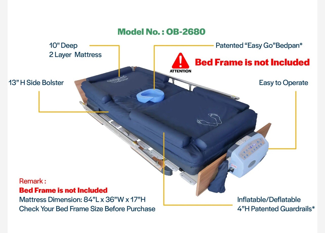 ObboMed OB-2680 PremiumAir 10" Deep Air Alternating Pressure 2 Layer Mattress