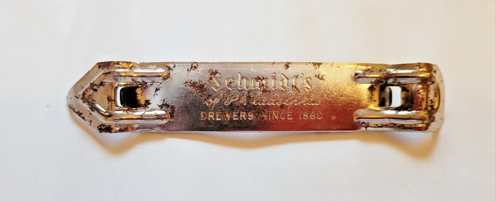 Schmidt's Brewers Bottle Can Opener Vintage Metal 4 1/2 in x 3/4 in Free Shipp.