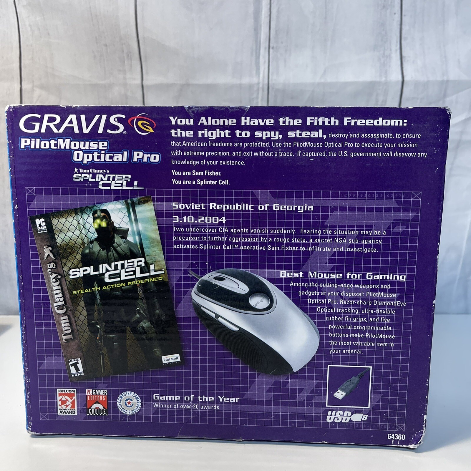 NOS Kensington PilotMouse Pro and Tom Clancy´s Splinter Cell for PC Gaming RARE