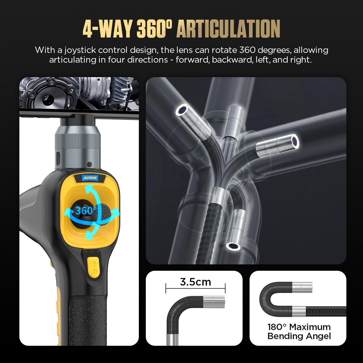 Articulating Borescope Inspection Camera 360° Joystick Endoscope For iOS Android