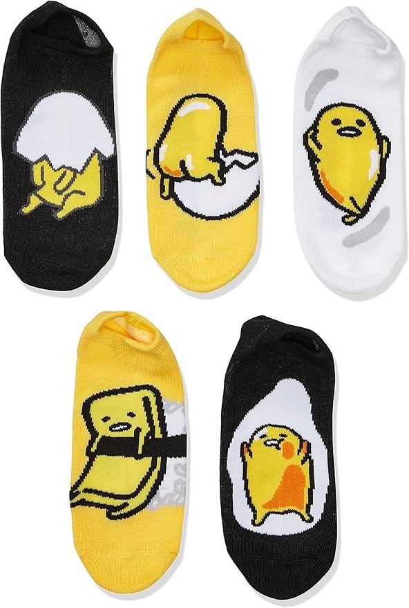 New Gudetama Socks Women's ~ Shoe Size  4-10 ~ 5 pairs No Show Socks ~ Lazy Egg