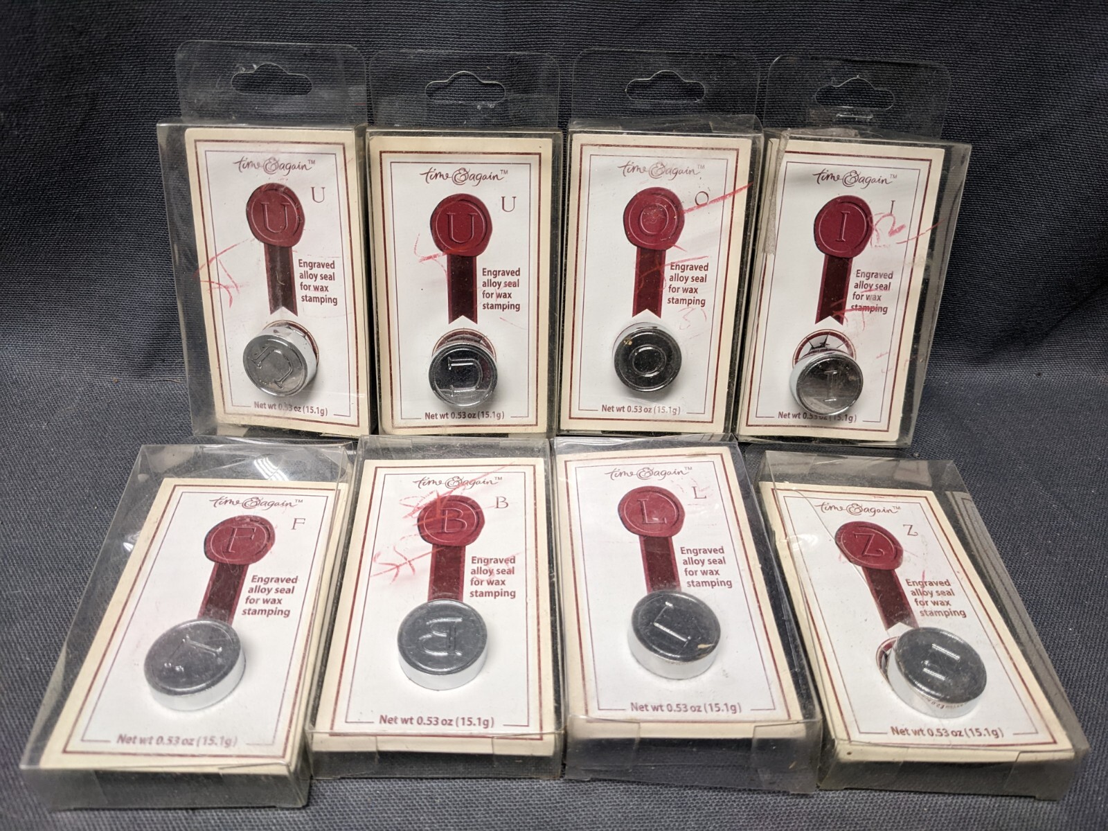 Time and Again Engraved Alloy Seals For Wax Stamping kit of 8 Letters F B L ZUOI