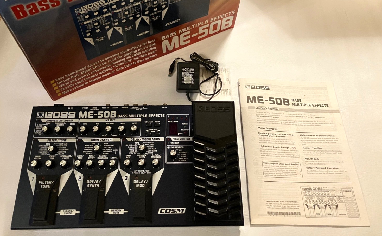 BOSS ME-50B ME 50B Bass Multi Effects Pedal Processor Delay Chorus Tuner COSM