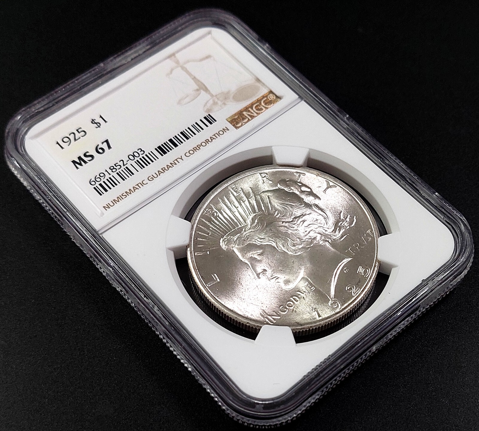 1925 Peace Dollar certified MS 67 by NGC!