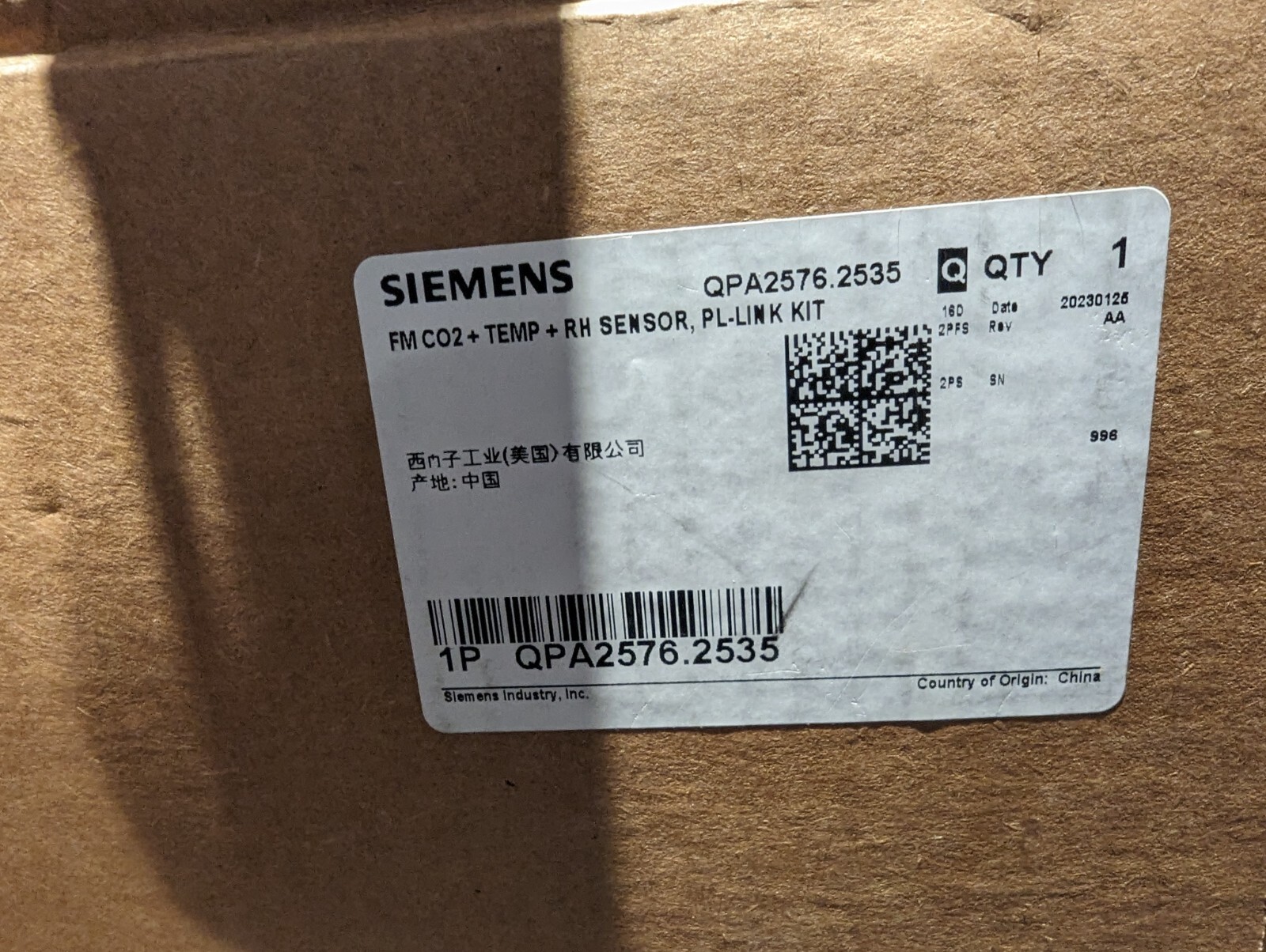 Siemens QPA2576.2535 CO2 Temp sensor
