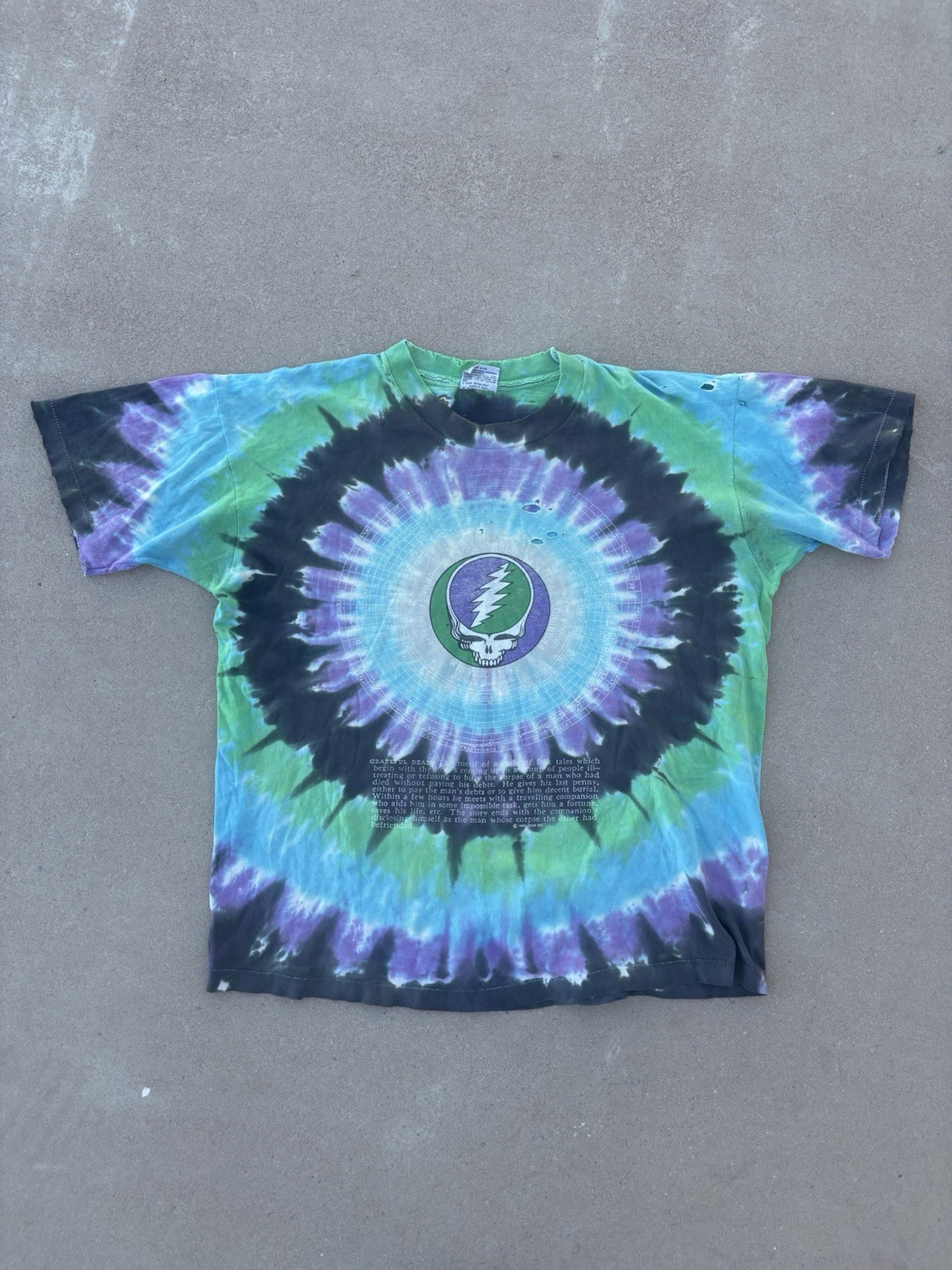 Grateful Dead Tie-Dye T-Shirt Green Purple Steal Your Face liquid blue 25 years