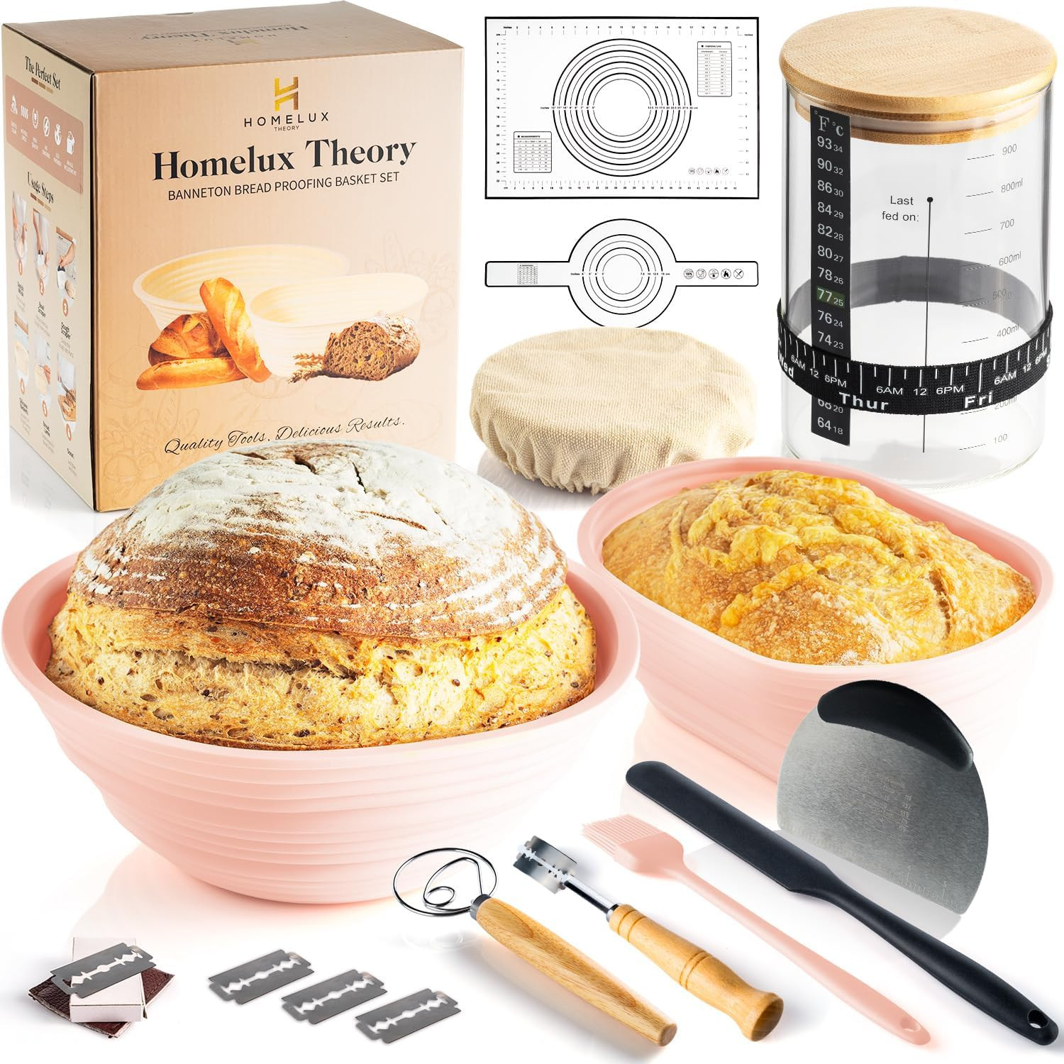 Sourdough Starter Kit, 14Pcs Bread Making Kit & Sourdough Bread Baking Supplies