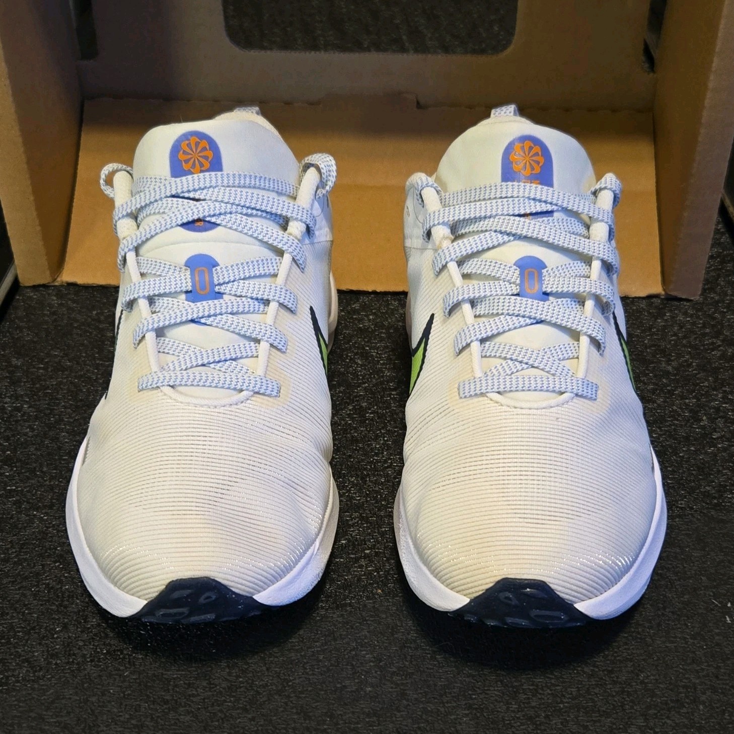 Nike Downshifter 12 White Blue Green Women's Mesh Running Shoes US 8 DD9294-104