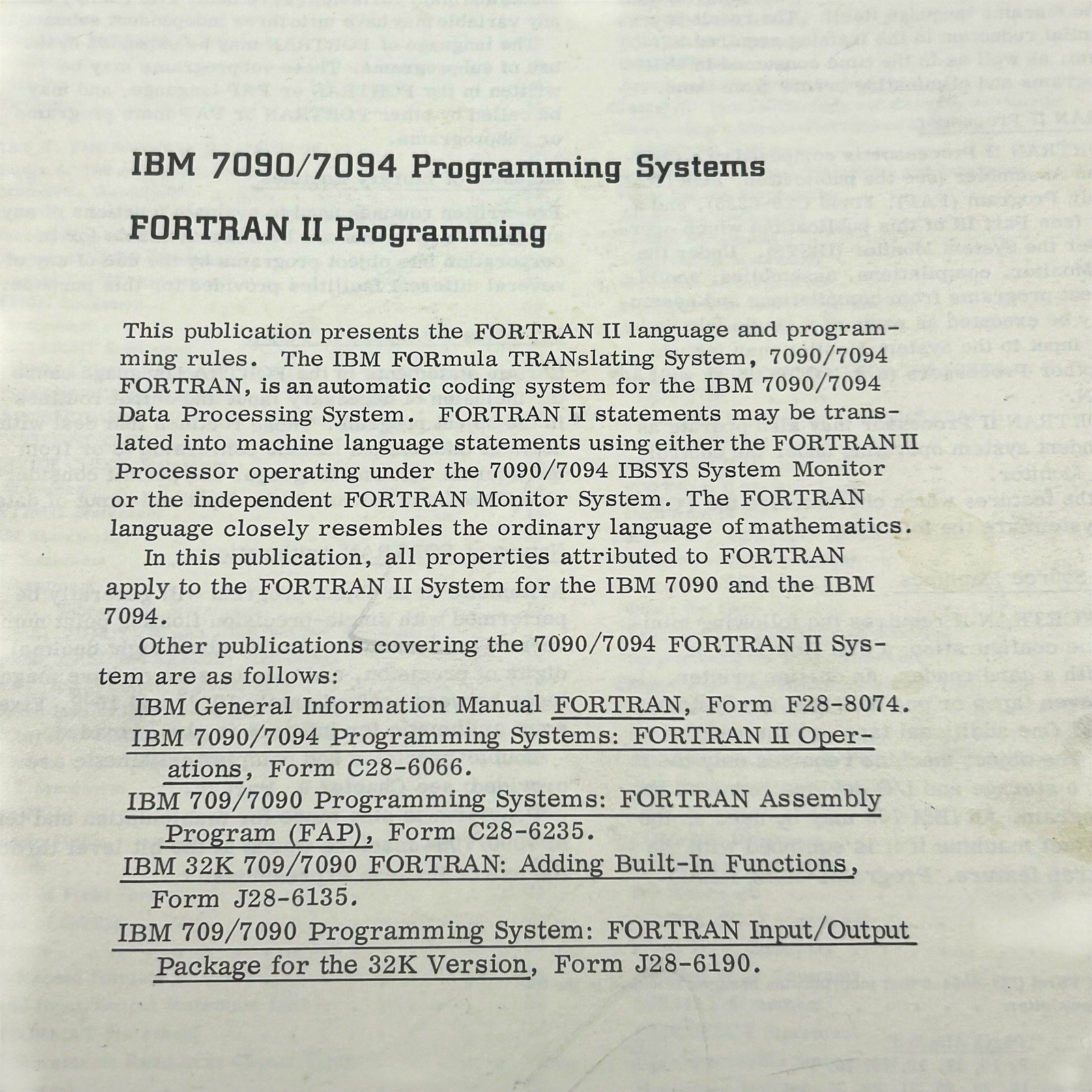 Guide to Fortran Programming Fortran Primer IBM Systems Reference Library Used