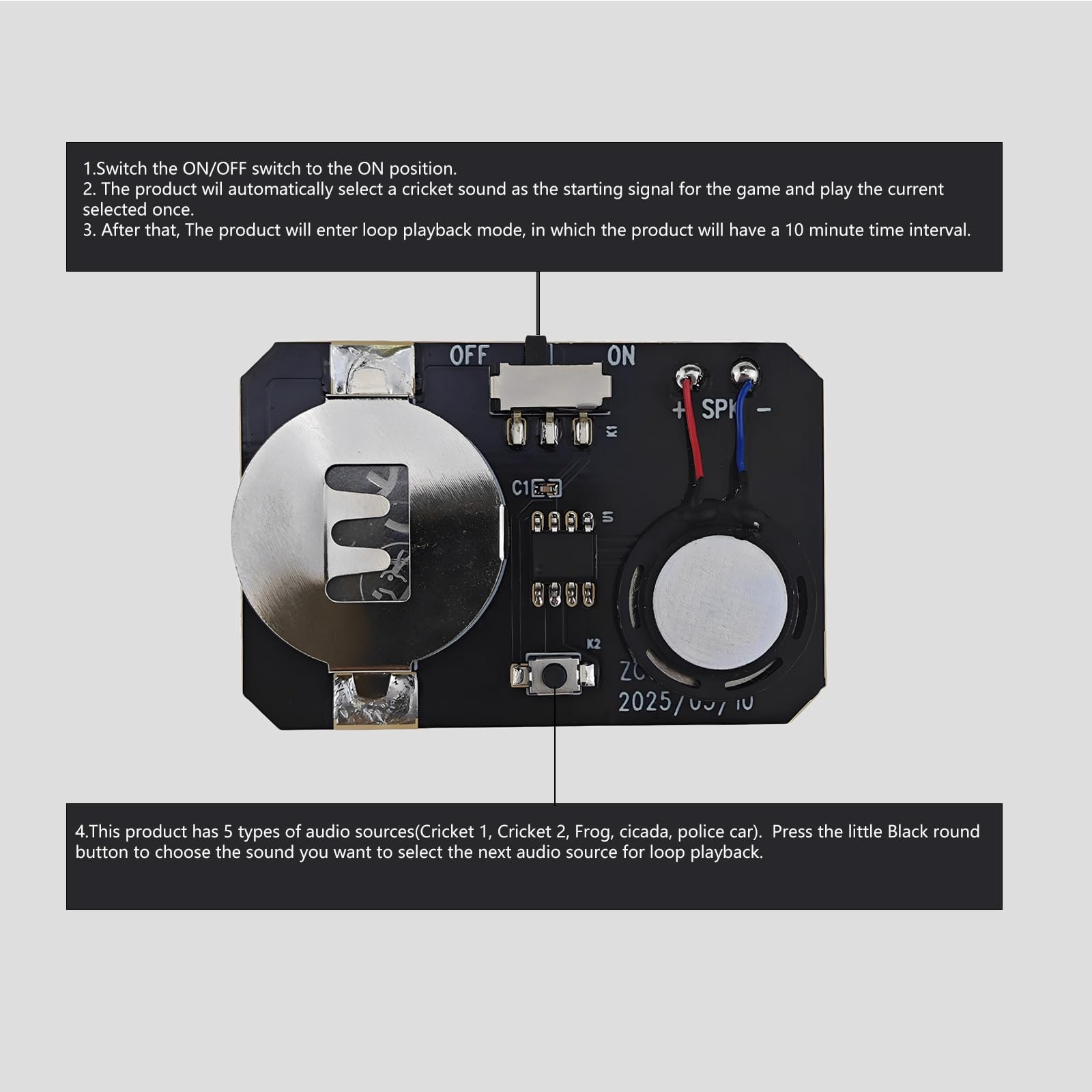 Electronic Cricket Noise Maker Prank (6 Pcs),Sound Makers Device Kit with Mou...