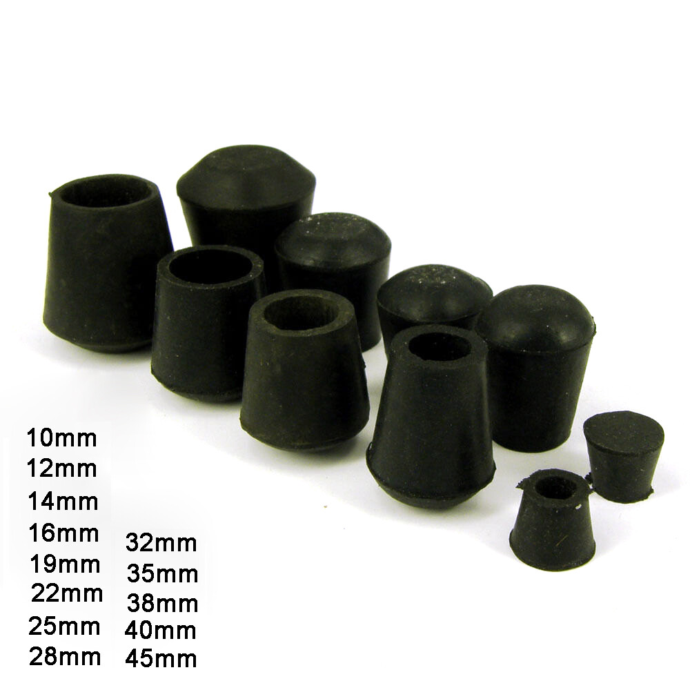 Black Rubber Chair Table Feet Stick Pipe Tubing End Cover Caps 10 12 15 16~45mm