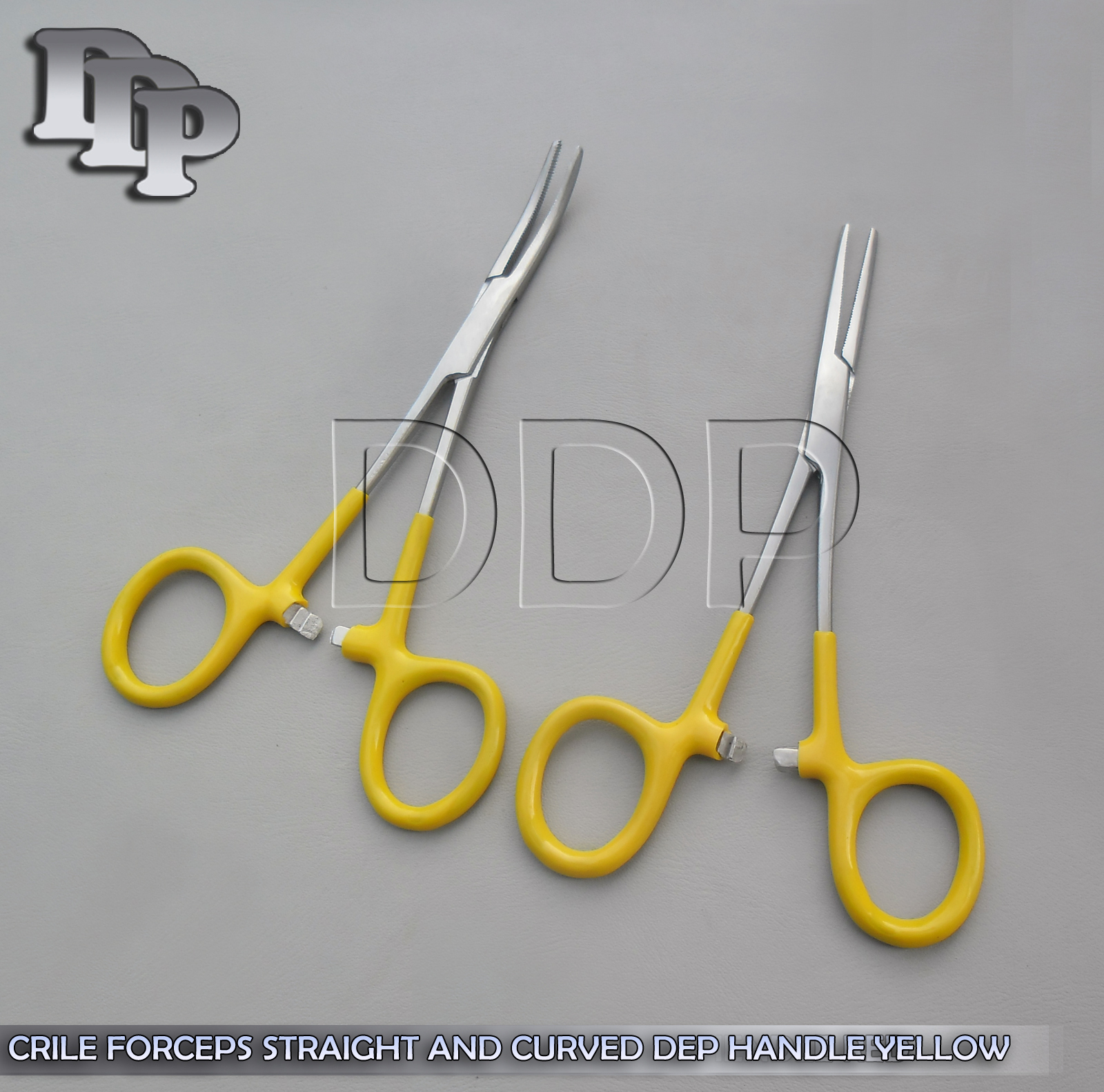 Hemostats Crile Forceps Surgical Yellow Dep Handle 5.50" Straight + Curved