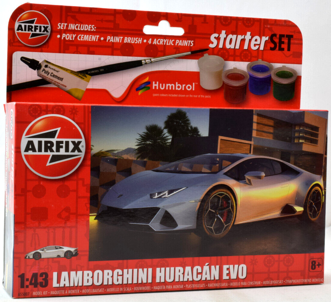Airfix Lamborghini Huracan EVO W/ Glue, Paints, Brushes 1:43 Model Kit A55007