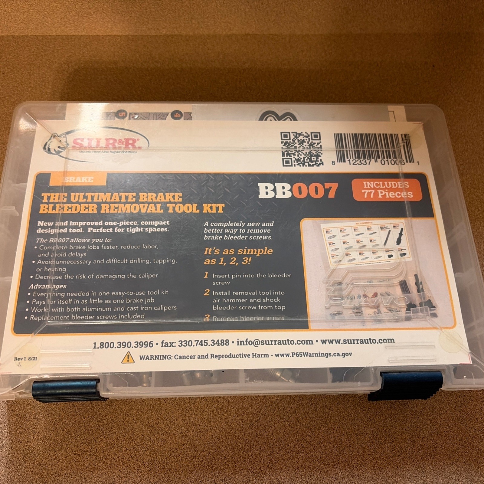 S.U.R&R 77 Piece Brake Bleeder Removal Tool Kit BB007 SUR&R Read Description