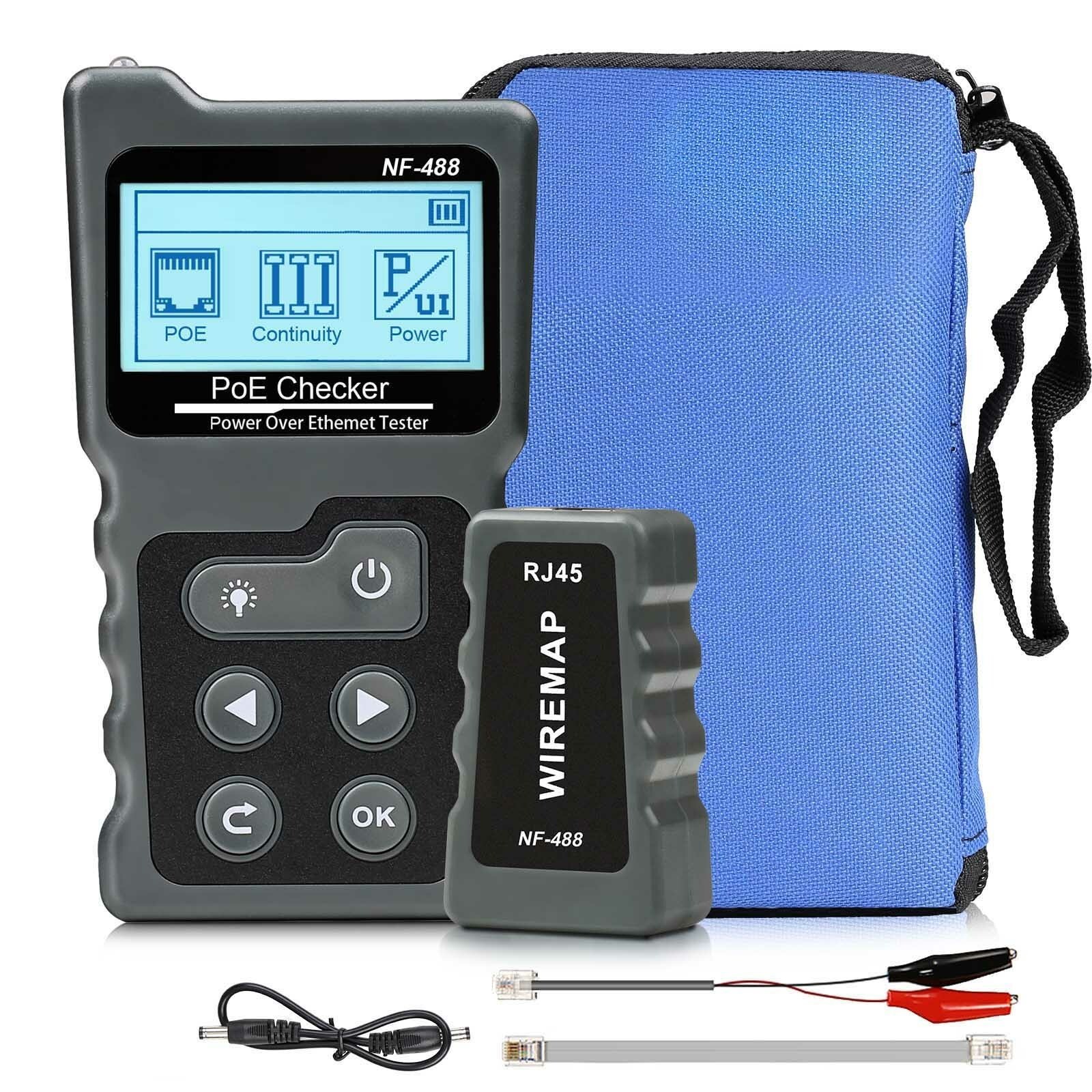 NETWORK CABLE TESTER LAN WIRE METER POE RJ45 ETHERNET VOLTAGE CURRENT TESTER