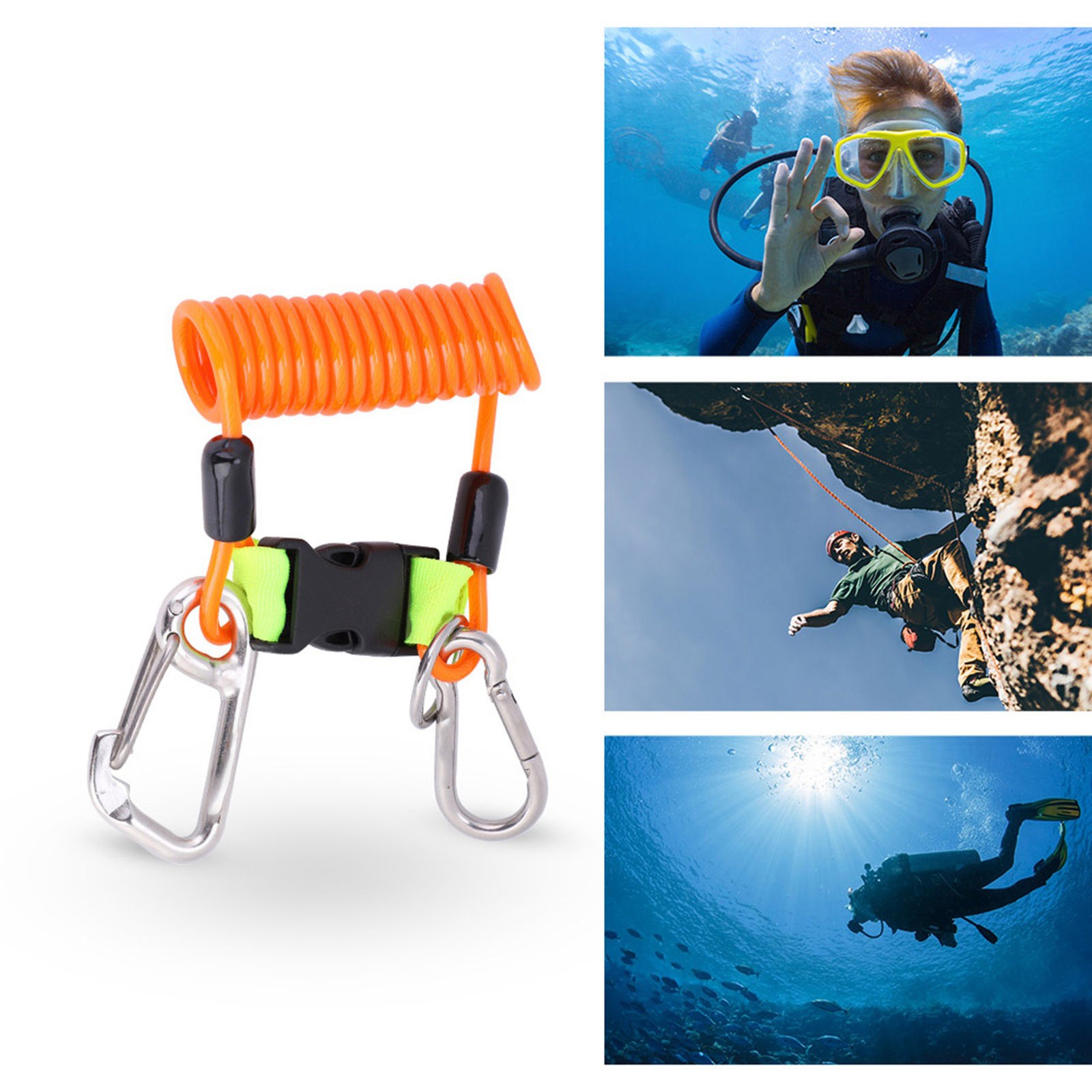 Keep Diving Anti Lost Spring Coil Lanyard Safety Emergency Tool With Quick