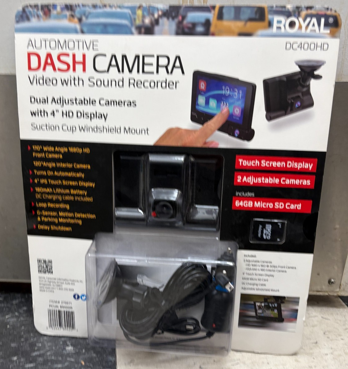 NEW 4" Dash Camera Dc400hd Royal With 64gb Micro SD Card - TOUCH SCREEN DISPLAY!