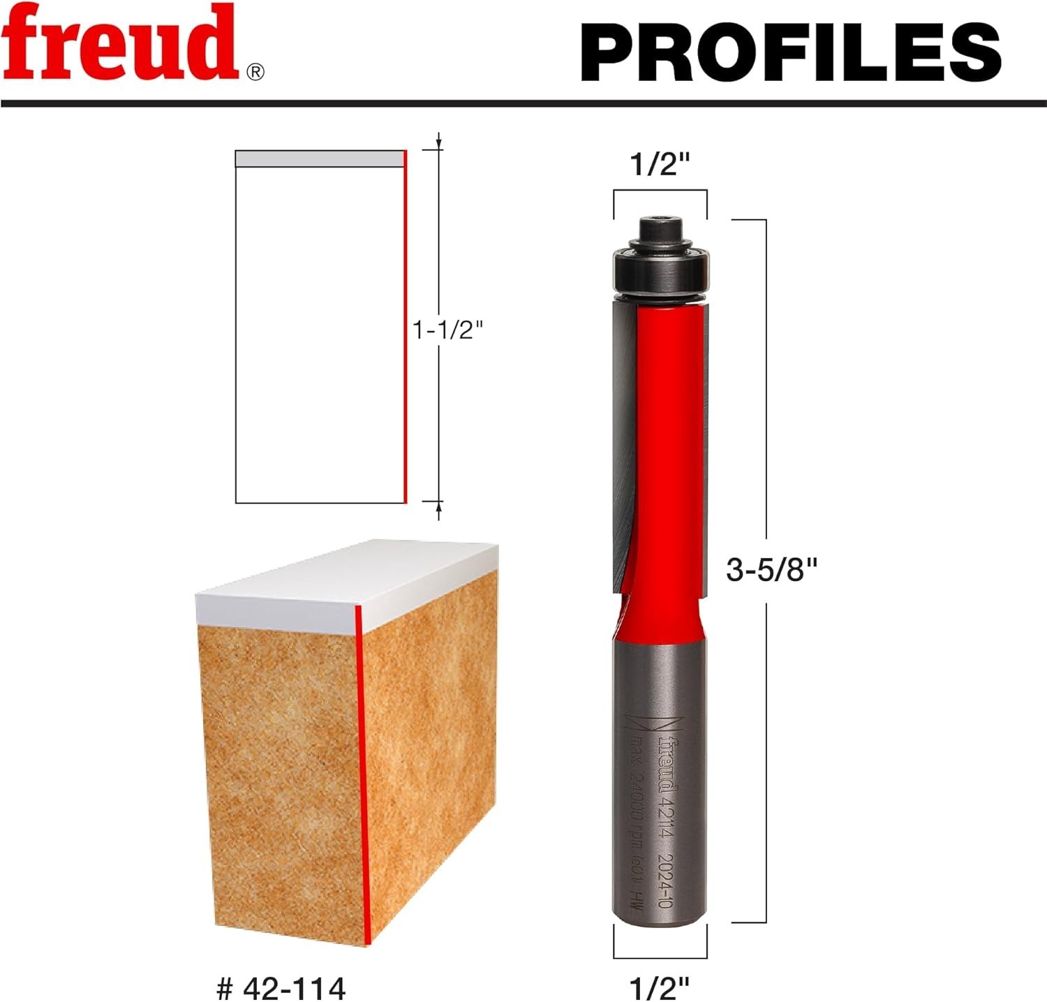 42-114: 1/2" Dia. Bearing Flush Trim Bit
