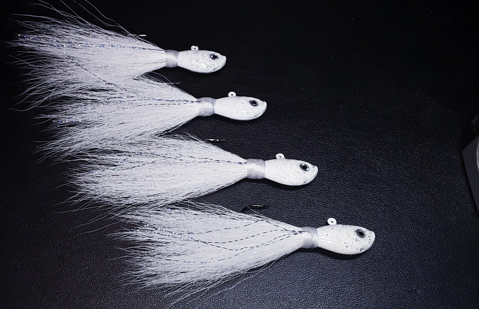 4 Illusion Bucktail Hair Jigs 3/8 ths oz for Bass, Northern, Stripers, Snook
