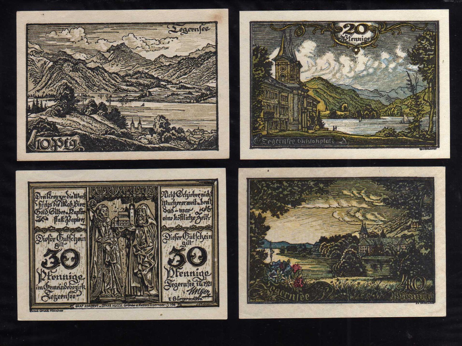 TEGERNSEE - GERMANY NOTGELD - 10, 20, 30, 40 PFENNIG